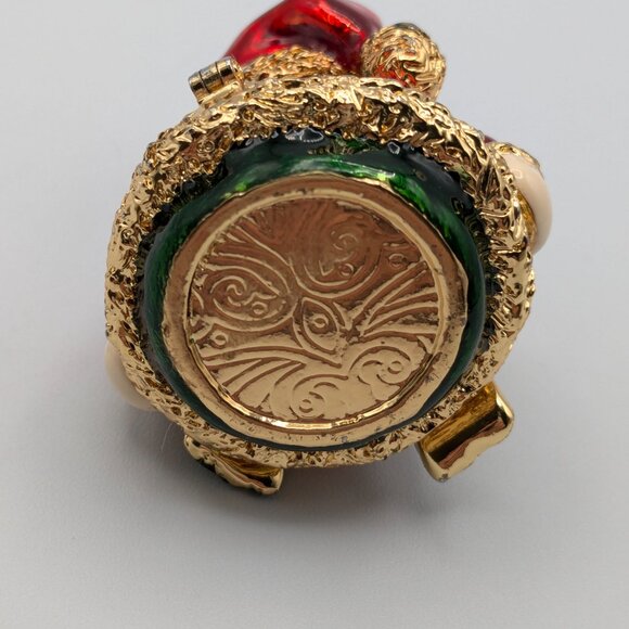 Snowman Jeweled Trinket Box Figurine with Santa Coat and Hat - Picture 7 of 8